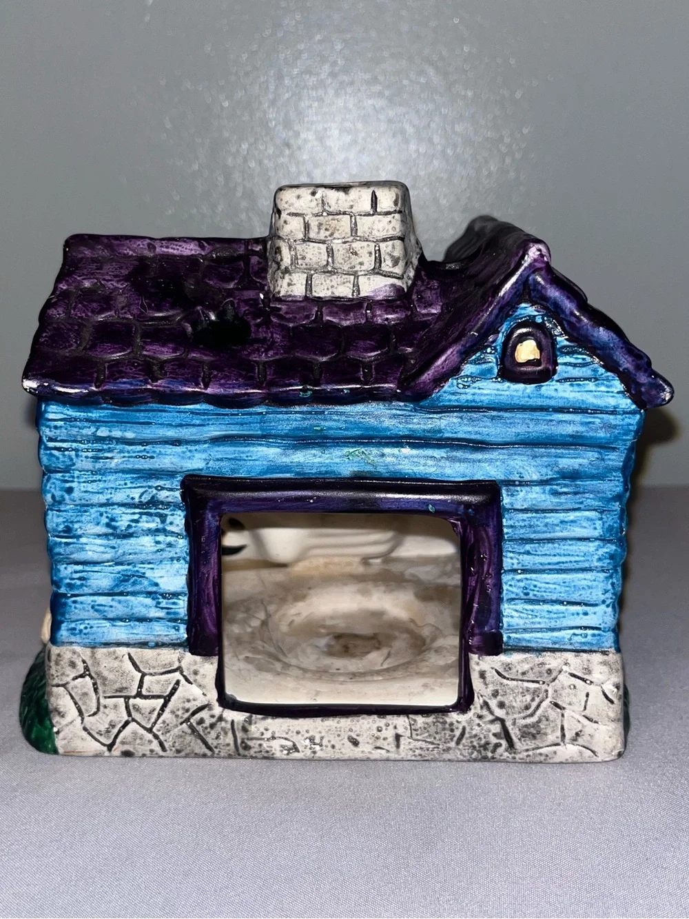 Vintage Russ Berrie Spooky Halloween Haunted House Ceramic Candle Holder Pre-Own